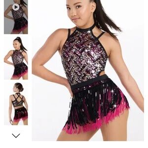 Weissman Black and Pink Sequin Dance Costume “Dreamlover” 14706 MC
